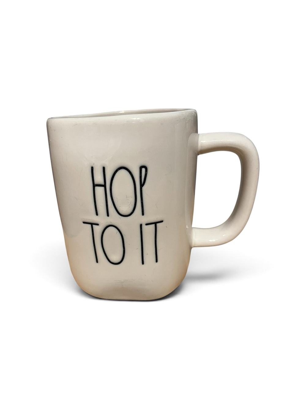 Rae Dunn White Ceramic "Hop To It" Mug